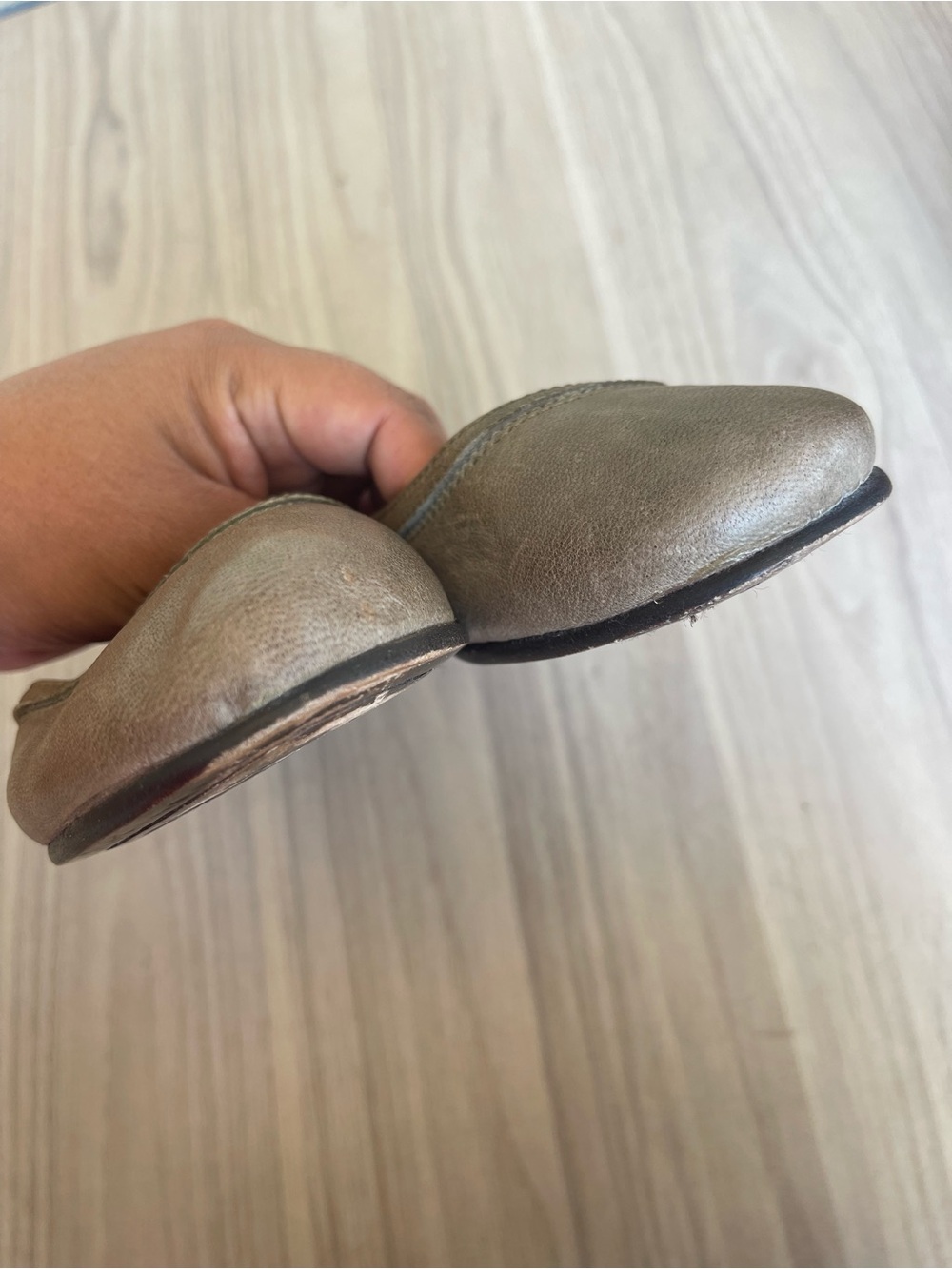 Frye Women's Taupe Leather Ballet Flats - Picture 3 of 12